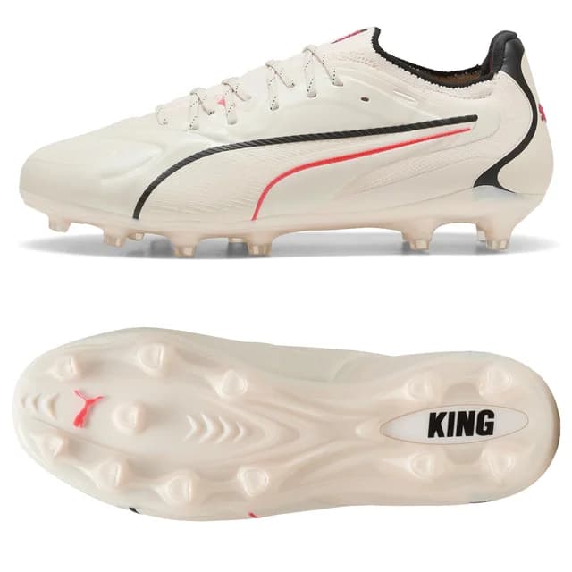 PUMA キング 20 アルティメット FG/AG ロングパイル ベージュ×レッド